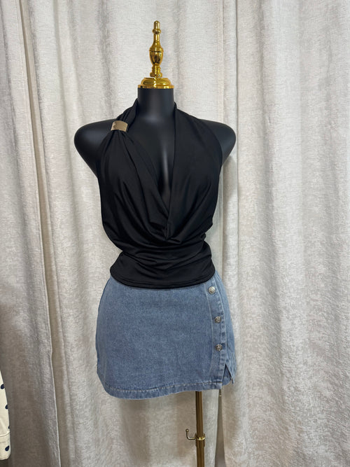 Heather black top